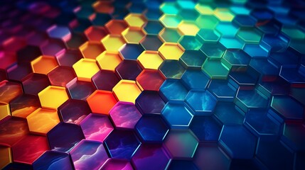 Enter the realm of digital innovation with a mesmerizing hexagon abstract background, showcasing intricate patterns and vibrant colors, captured in stunning HD clarity