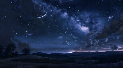 In the vast expanse of a mystical night sky, galaxies twinkle like diamonds scattered across velvet.
