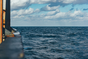 Ocean view from cargo ship deck