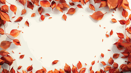 Frame made of autumn leaves on white background vector