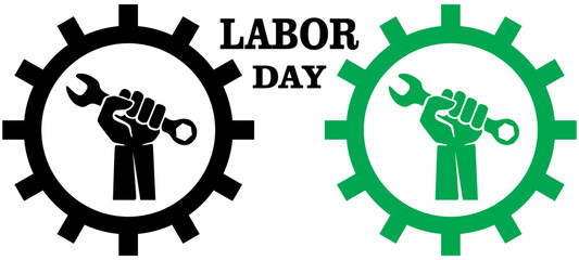Labor day logo icon design banner Hand with wrench vector icon Vector illustration 1