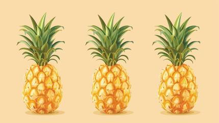 Fresh ripe pineapples on color background Vector style
