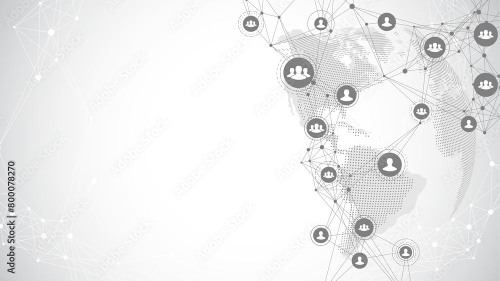 Poster Global network connection banner design template. Header social network communication in the global business concept. Big data visualization. Internet technology