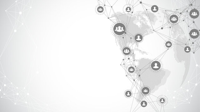 Global network connection banner design template. Header social network communication in the global business concept. Big data visualization. Internet technology