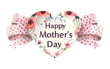 Heart Shaped Mother's Day Celebration Isolated on Transparent Background PNG.