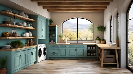 Desert Oasis: Crafting a Functional Southwestern Laundry Room with Warm Tones, Earthy Textures, and Efficient Design