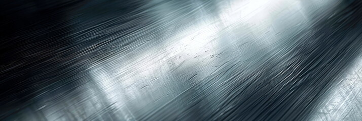 Brushed silver metallic surface with subtle scratches and imperfections, reflecting soft light against a dark gray background.