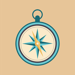 Blue Compass Isolated Flat Illustration. Perfect for different cards, textile, web sites, apps