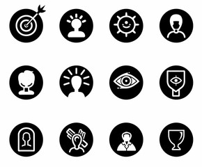 a set of black and white icons