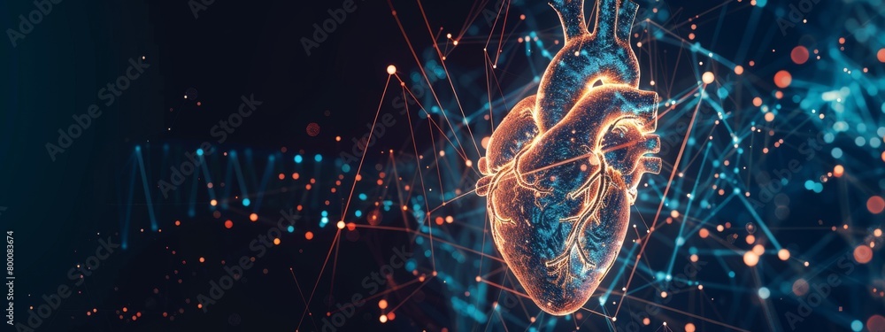 Aufkleber futuristic representation of a human heart with holographic data visualization in a digital space