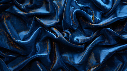 Elegant Blue Velvet Texture with Luxurious Fabric Folds in High-End Fashion and Design