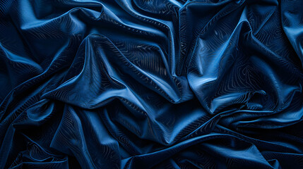 Elegant Blue Velvet Texture with Luxurious Fabric Folds in High-End Fashion and Design