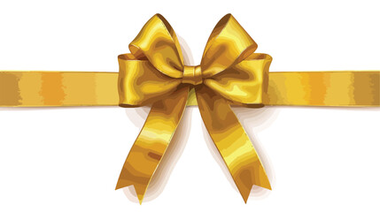 Golden satin ribbon with bow on white background vector