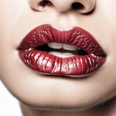 Obraz premium Lips closeup, isolated on white background