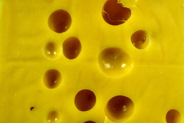 close up of cheese with holes