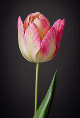 Fototapeta premium 植物, 花, チューリップ, 一輪, ピンク, ピンク色のチューリップ, Plant, flower, tulip, single flower, pink, pink tulip
