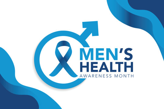 Men health awareness month poster or banner of blue ribbon. Vector no shave symbol for social solidarity event against man Movember healthcare prostate cancer campaign. Takes place in June