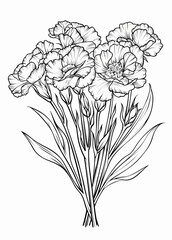 a black and white drawing of flowers