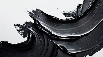 Elegant minimalism: Striking black oil paint strokes delicately embellish the purity of white...