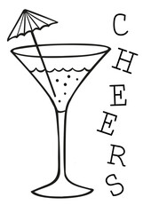 Funny icon of cocktail, celebrating a party, raising a toast.
