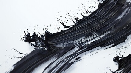 Evocative and enigmatic: mysterious black brush strokes emerge on a blank white surface.