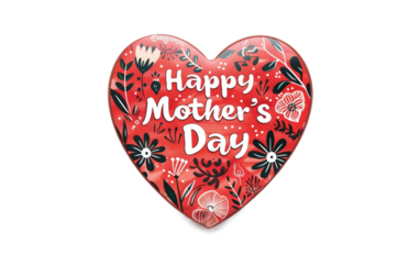 Heart Shaped Magnet for Mother's Day Isolated on Transparent Background PNG.