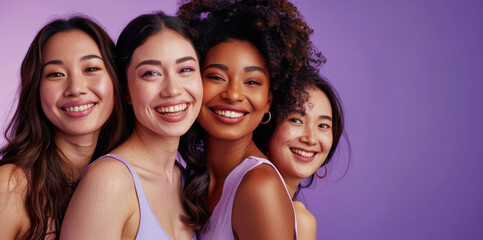 Obraz premium A group of women on a purple background