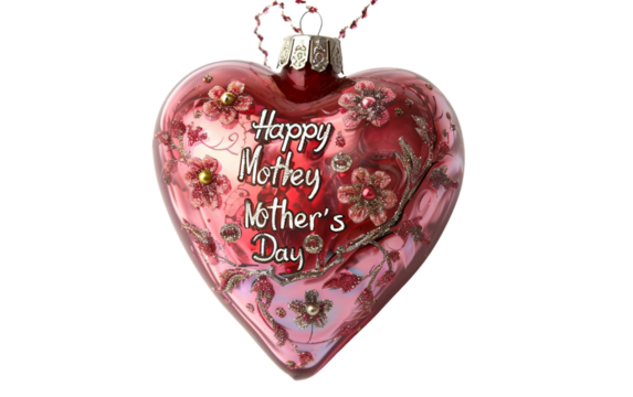 Adorning Mom's Day with a Heart Decoration Isolated on Transparent Background PNG.