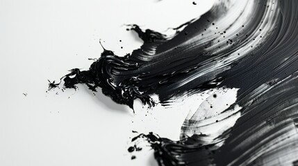 The artistry of movement captured in sweeping black brush strokes on a clean white canvas.