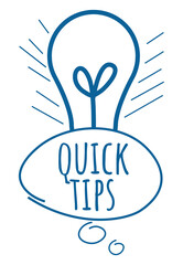 Quick Tips Bulb Bubbles Text Blue 