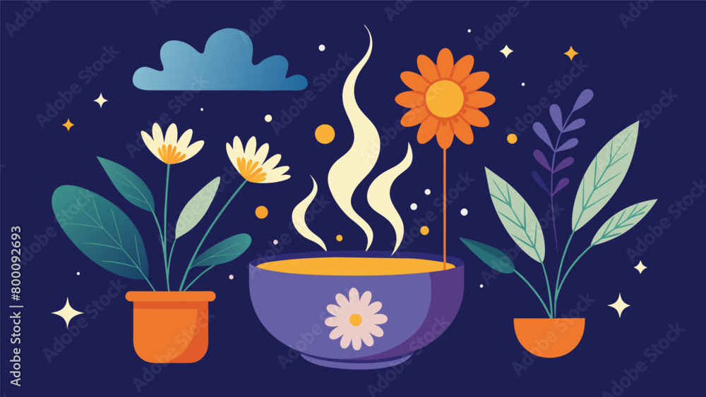 Poster combining the healing powers of both infrared heat and the calming aroma of chamomile and ylangylang