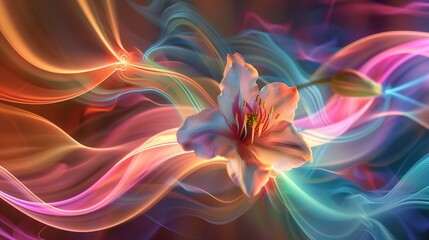 Natural elegance of a flower captured against a backdrop of colorful lights.