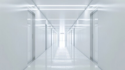 Obraz premium Stark white hallway, perfect for themes of clarity and new beginnings.