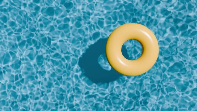 Aqua life preserver adrift in an azure swimming pool