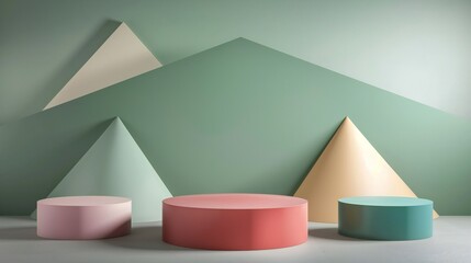 Contemporary podium design with abstract geometric shapes, adding visual interest to summer product displays.