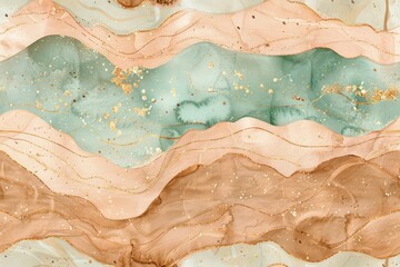 Fototapeta premium Seamless pattern of wavy golden and teal abstract, ideal for luxury backdrop.