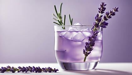 Fresh lavender cocktail on a white table. Professional photography, bokeh, natural lighting