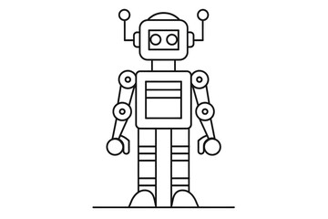Minimalist Line Drawing of a Sleek Robot Representing Technology