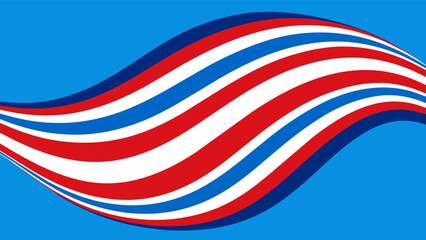The iconic red white and blue stripes ripple wildly in the wind a symbol of patriotism and freedom.. Vector illustration