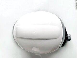 Hard safety white and grey helmet cap hat for construction sites, isolated on white  background