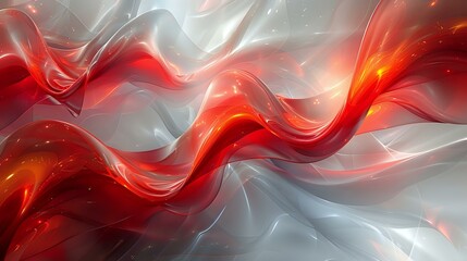 Vibrant Red Ribbons: Dynamic Abstract Composition - obrazy, fototapety, plakaty