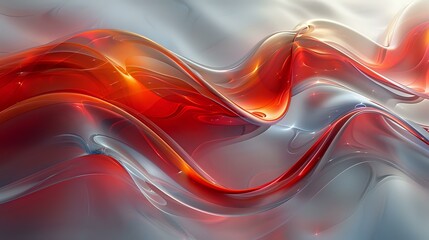 Vibrant Red Curves: Dynamic Digital Artwork - obrazy, fototapety, plakaty