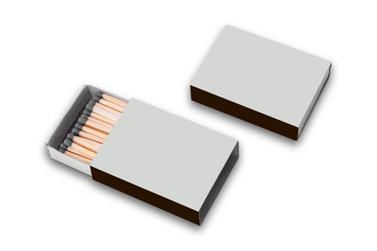 Blank empty open and closed matchbook mockup template isolated on white background. 3d rendering.	