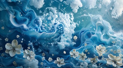 Fototapeta premium Energizing the Path to Sustainability:A Digital Floral Explosion of Elemental Energy