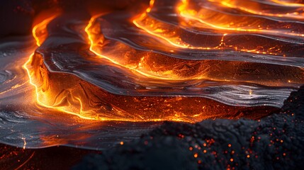 Molten Metal Flows Through Renewable Powered Factory in Graceful Pointillist Landscape