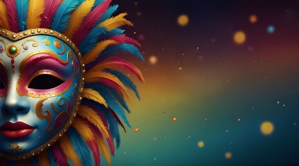 Vibrant background adorned with captivating carnival masks.generative.ai 