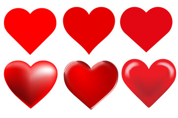Set of beautiful red hearts