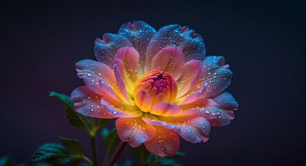 Beautiful pink flower with water drops