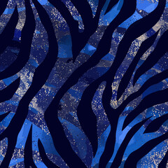 a picture of a blue and silver zebra print
