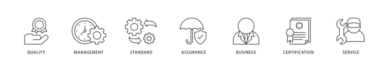 Fototapeta premium ISO 9001 icons set collection illustration of environmental, planning, control, management, standard and certification icon live stroke and easy to edit 